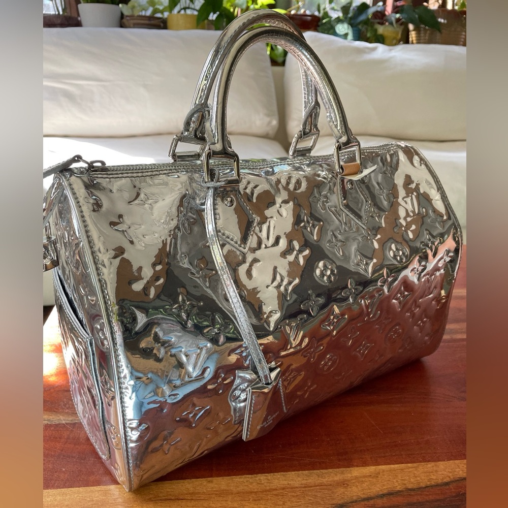 Louis Vuitton Speedy 30 Silver Miroir Metallic Patent Limited Edition EUC!!